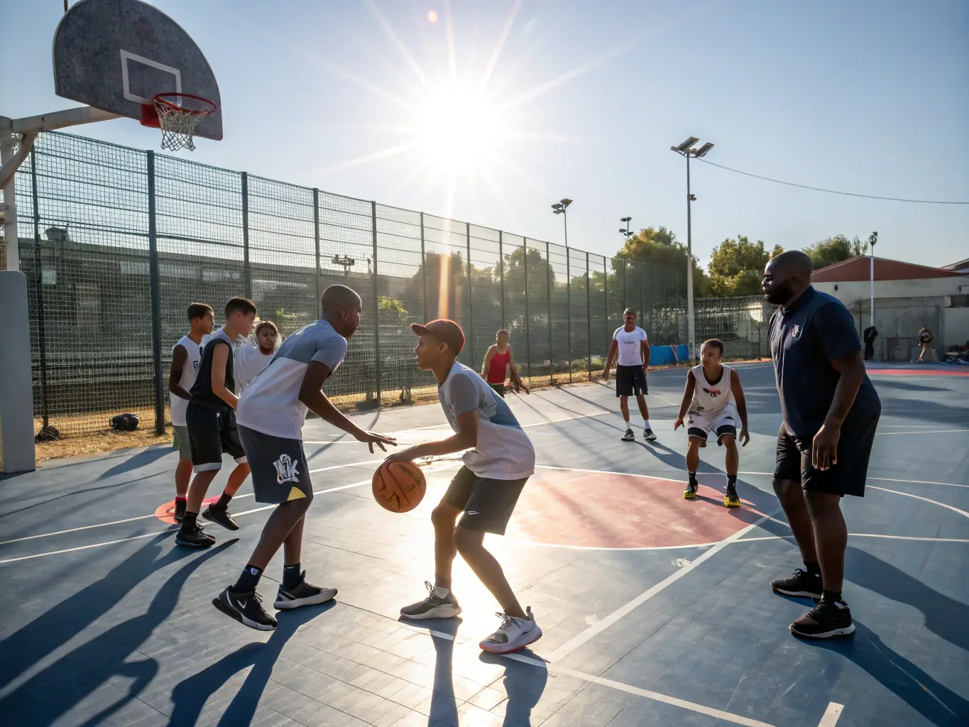 A photo of Asian youth receiving basketball training and mentorship through Veritas Academy, highlighting the program's commitment to global outreach and development.